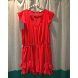 Bright Pink Ruffle Romper